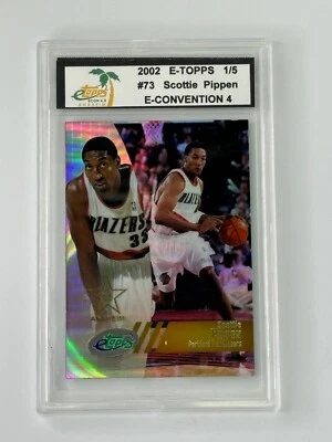 SCOTTIE PIPPEN 1/5 2002 E-TOPPS E-CONVENTION REFRACTOR Trail Blazers ENCASED - Image 1 of 2