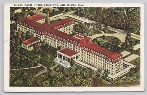 cartolina MIAMI FL Royal Palm Hotel veduta aerea occhio d'uccellino 1915-1930 - Foto 1 di 2