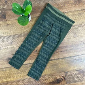 LULULEMON 6 grün gestreift beschnittene Leggings Farbblock Netz Laufen sportliche Arbeit - Bild 1 von 6