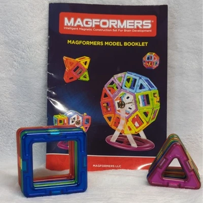 Magformers Basic Rainbow 14 Piece Set Multicolor Magnetic Tiles Instruction Book - Image 1 of 4