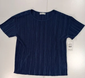 Blusa acanalada azul 89th & Madison manga corta cuello redondo para mujer M nueva con etiquetas - Imagen 1 de 7