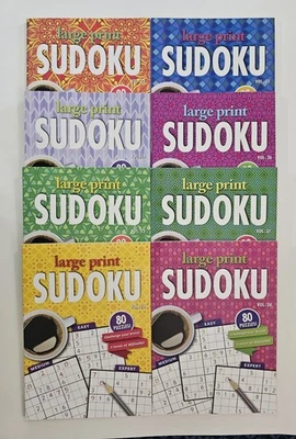 8 New Large Print Sudoku PAPP Puzzle Books Vol# 23-38  Games Entertain Hobbies - Image 1 of 4