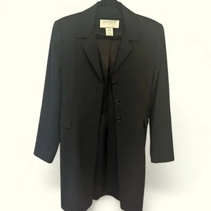 Vintage Hugo Buscati Collections minimalist long line black coat wool size 8 - Picture 1 of 11