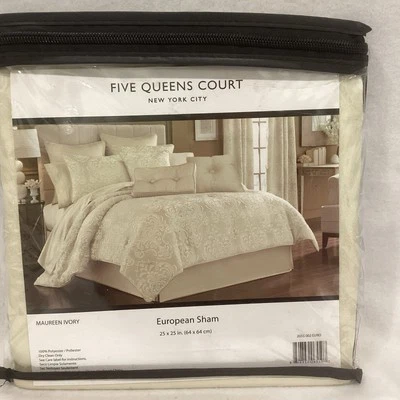 Five Queens Court European Maureen Ivory 1 Sham 25x25/64x64cm 100% Polyester NEW - Image 1 of 3