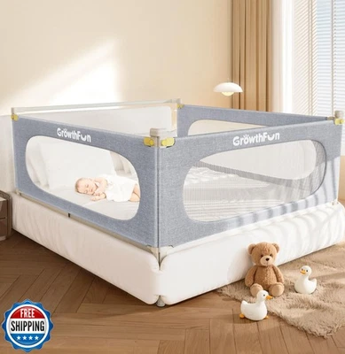 GrowthFun 3-Piece Queen Size Bed Rail for Toddlers, Baby Bed Rail Guard with  - Image 1 of 4