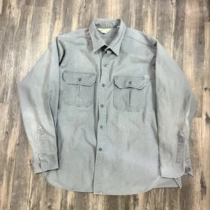 VTG Cabela’s Work Shirt Men’s XL USA Made Heavyweight Canvas Gray Utility - Picture 1 of 7