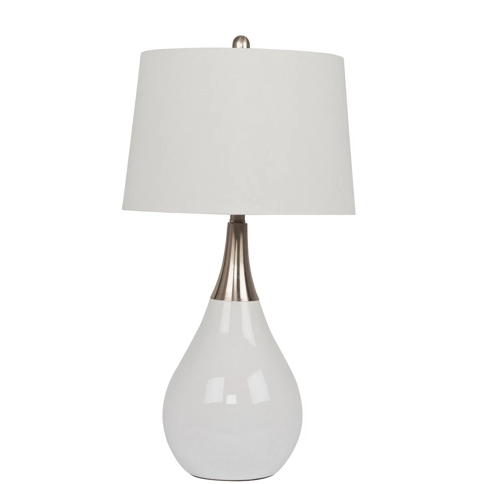 Gloss White Brushed Polished Nickel One Light Table Lamp from the Table Lamp - Image 1 of 1