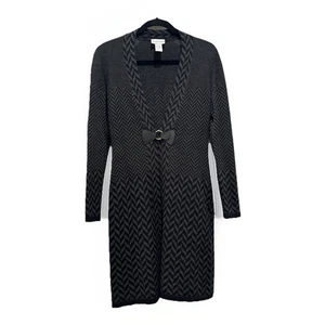 Soft Surroundings Long Pullover Damen XS Wolle grau Fischgrät elegant schick Büro - Bild 1 von 6