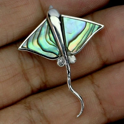 925 Sterling Silver Pendant Fancy Mother Of Pearl Stringray Gemstone Jewelry - Image 1 of 4