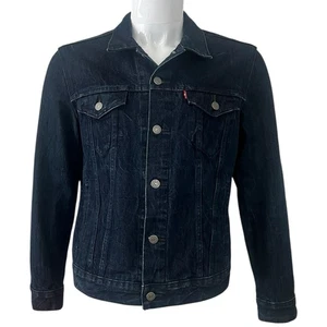 LEVIS Trucker Jacket Mens Size Small Denim Jean Super Dark Wash Indigo - Picture 1 of 4