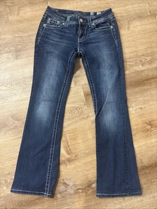 Miss Me Jeans Gr. 28 blau Boot Cut Stretch Strass Feder Flügeltasche JP5616B - Bild 1 von 12