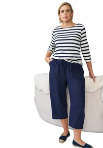 ellos Plus Size Linen-Blend Drawstring Capris - Picture 1 of 17
