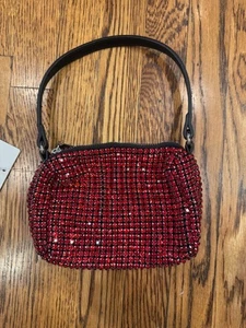 Pouch Red Crystal Like Rhinestone Mini Bag Purse Girls Size Small New - Picture 1 of 10