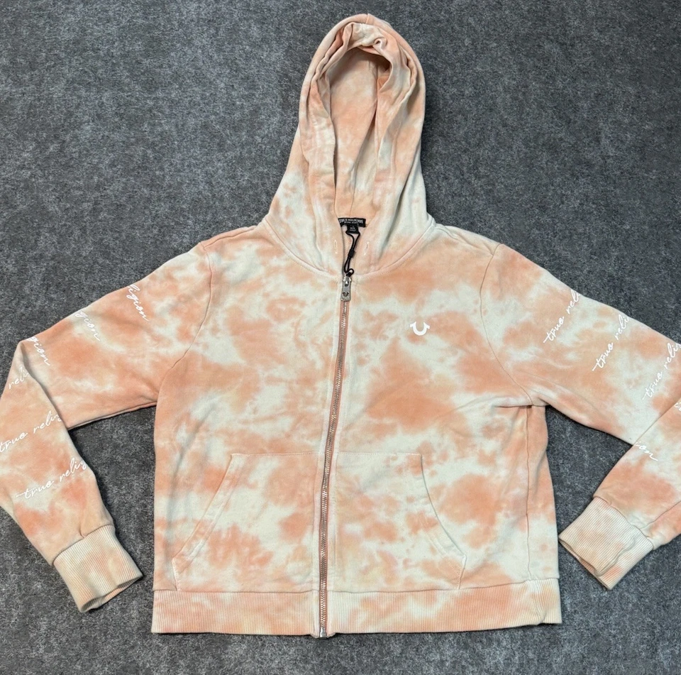 Sudadera con capucha True Religion naranja tie dye cremallera completa para mujer Foto 1 de 4