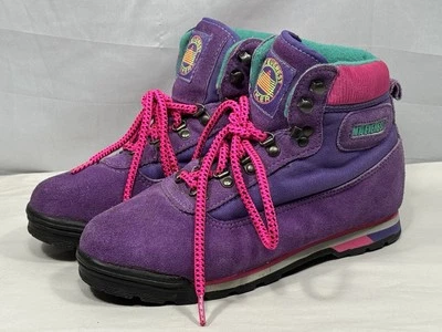 Vintage Mt. Everest Hiker Hiking Boots Women’s 7 Purple Pink Suede Leather - Image 1 of 4