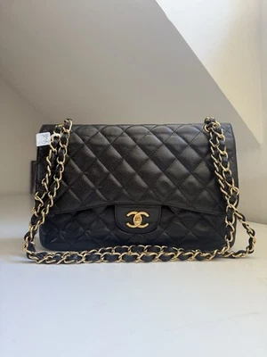 CHANEL Jumbo Double Flap in Black Caviar with Gold HDW - Image 1 of 4