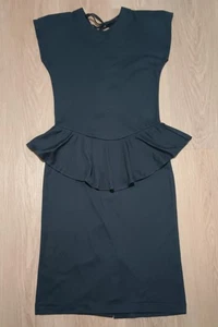 Vintage 80s LIVEWIRE Back Lace Up Peplum Black LBD Sheath Wiggle Dress S - Bild 1 von 12