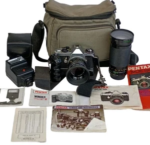 Cámara fotográfica Pentax ME Super 35 mm SLR con 2 lentes, flash y bobinadora Pentax ME II - Imagen 1 de 13