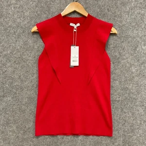 NUEVO Top Veronika Maine para mujer talla mediana rojo tejido sin mangas negocios 45816 - Imagen 1 de 9