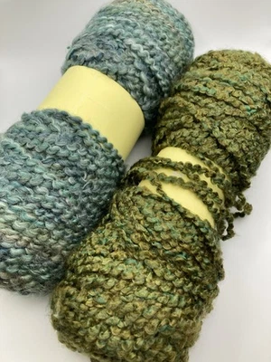 Lion Brand Homespun Yarn 2 Partial Skeins Colors Greens Acrylic Fashion Hat Yarn - Image 1 of 3