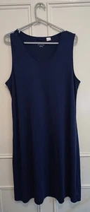 Lands Women's Black Cotton Jersey Sleeveless Maxi Dress size XL Navy - Picture 1 of 7