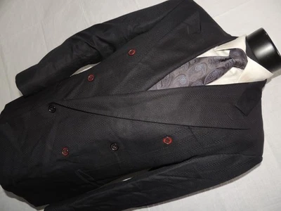 Vintage Marco Ricci Double Breasted Silk & Wool Black Jacket Coat Size 38 Short - Image 1 of 4