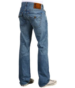 NEW True Religion Brand Jeans Men 30-31 Ricky Snake Eyes Straight Leg Blue Denim - Picture 1 of 12