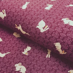 Japanisch Einfuhr Traditionell Lila Kaninchen Baumwolle Stoff für Kleid & - Picture 1 of 12