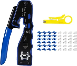 Pinza Crimpatrice, Crimpatura RJ45 Passanti Cable RJ45 Connettore Para Cat5/5E/6 - Foto 1 di 4