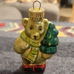 Handgefertigter Weihnachtsschmuck aus Glas "Eisbär" - Bild 1 von 6