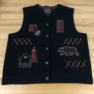 Chaleco Woolrich de lana para mujer talla grande parches bordados vintage estilo cabina  Foto 1 de 4