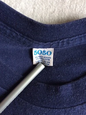 Vtg 70s 80s 5050 Brand Plain Navy Blue Pocket T-Shirt L Blank - Image 1 of 4