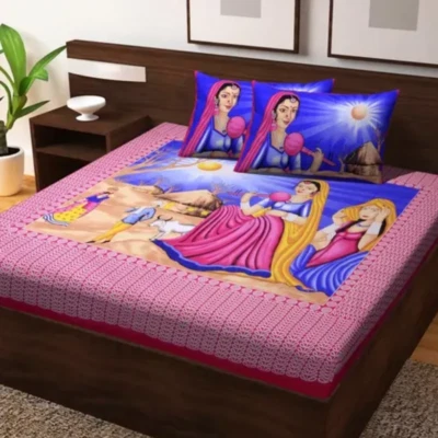 Sábana bajera doble india 100 % algodón Jaipuri tradicional de algodón puro Foto 1 de 4