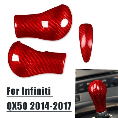 Cubierta de palanca de cambios de fibra de carbono roja para Infiniti G37 QX50 G35 QX70 FX35 Foto 1 de 4