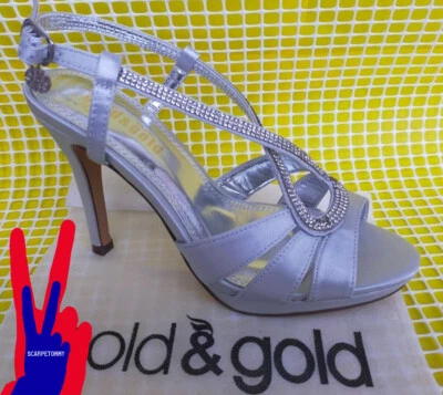 SANDALI DONNA   TACCO  ALTO 36 38 40  ARGENTO ALTA MODA VV - Immagine 1 di 4