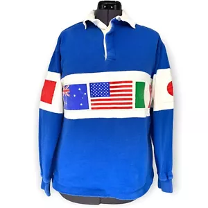 Vintage Dehan USA, Australia, Italy Big Flag Rugby Polo Men's Shirt Size Medium - Picture 1 of 12