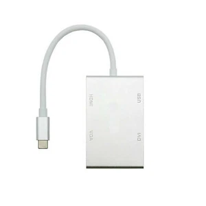 4-In-1 USB-C Type-C to HDMI+VGA+DVI+USB 3.0 Adapter Plug&Play 4K Video Converter - Picture 1 of 7