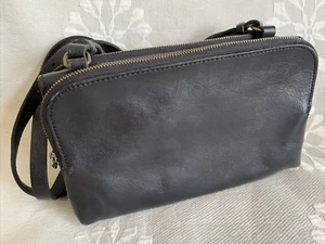 Madewell Crossbody Twin Pouch Black Leather Shoulder Bag Long Strap - Picture 1 of 9