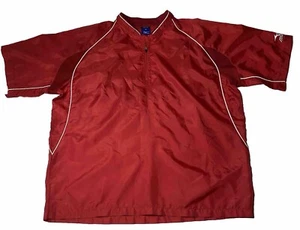 Mizuno Men's 1/4 Zip Pullover Windbreaker Shirt Jacket Short Sleeve Red Size M - Picture 1 of 16