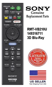 Sony RMT-VB210U Remote Control 149316711 UHPH1 UHP-H1 3D Blu-Ray Player Netflix - Picture 1 of 1