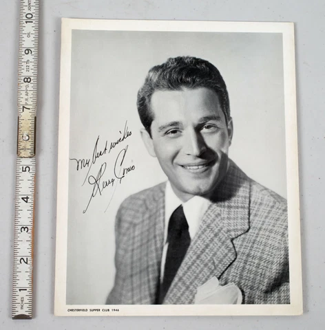 1946 Facsimile Autographed Perry Como Photograph Chesterfield Supper Club Cover