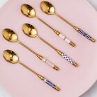 1pc Gold-plated Long Handle Spoon Stainless Steel Dessert Coffee Milk Spoon