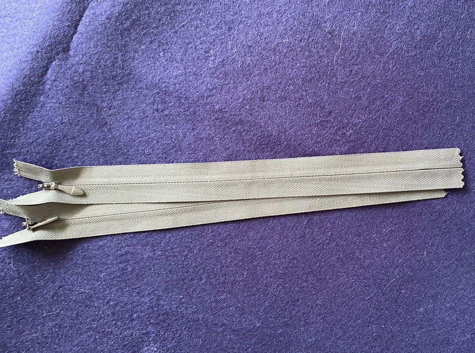 Two Dark Green 9”(23 Cms) Invisible Zips - Image 1 of 1