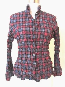 NUEVO CON ETIQUETAS Mujer BARBOUR muestra estirada fruncida delgada a cuadros camisa top EE. UU. 6 - Imagen 1 de 3
