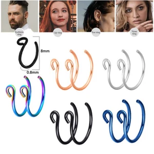20Pcs C-Shape Fake Septum Nose Ring Non Piercing Lip Ring Helix Earring Clip 20G - Picture 1 of 12