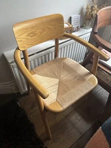 NATURAL WOODEN ARMCHAIR SCANDINAVIAN LOUNGE MODERN DINING CHAIR - Picture 1 of 3