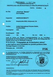 Kino # FSK-Datenblatt # Freigabebescheinigung # A-5 # Buchstabe *** Ame-Aus *** - Bild 1 von 15