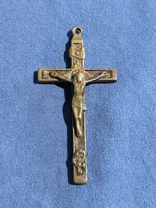 Antique Religious Crucifix Cross Skull Head - Picture 1 of 7