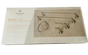 (5) Set Bagno Landia (2) 24" Portasciugamani (1) Gancio Accappatoio Porta Fazzoletti Anello Asciugamani Nuovo con scatola - Foto 1 di 3