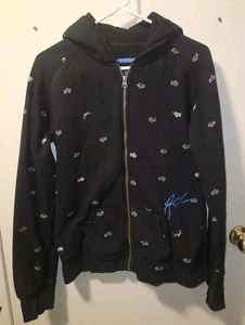 FOX Girls Hoodie XL Black Fleece Embroidered Logo Long Sleeve Full Zipper Racing - Picture 1 of 22